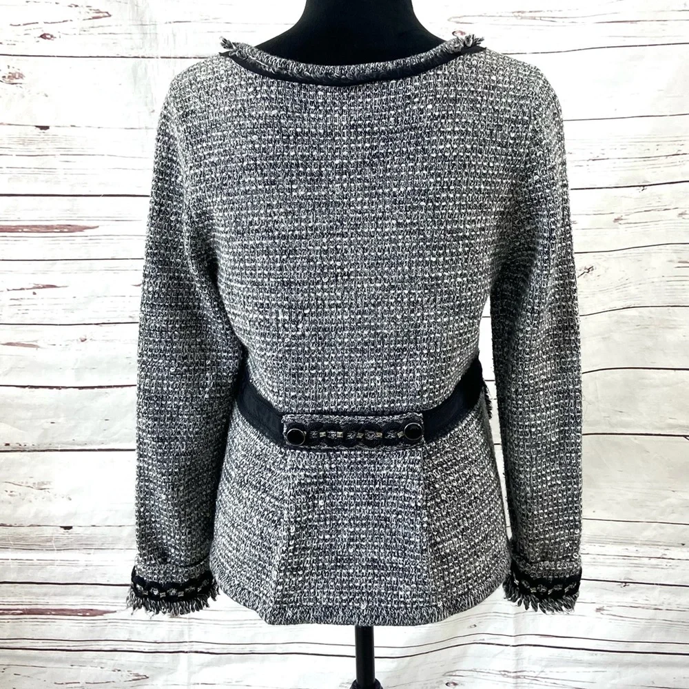 White House Black Market Jacket‎ Women’s Medium Black/White Full Zip Tweed.